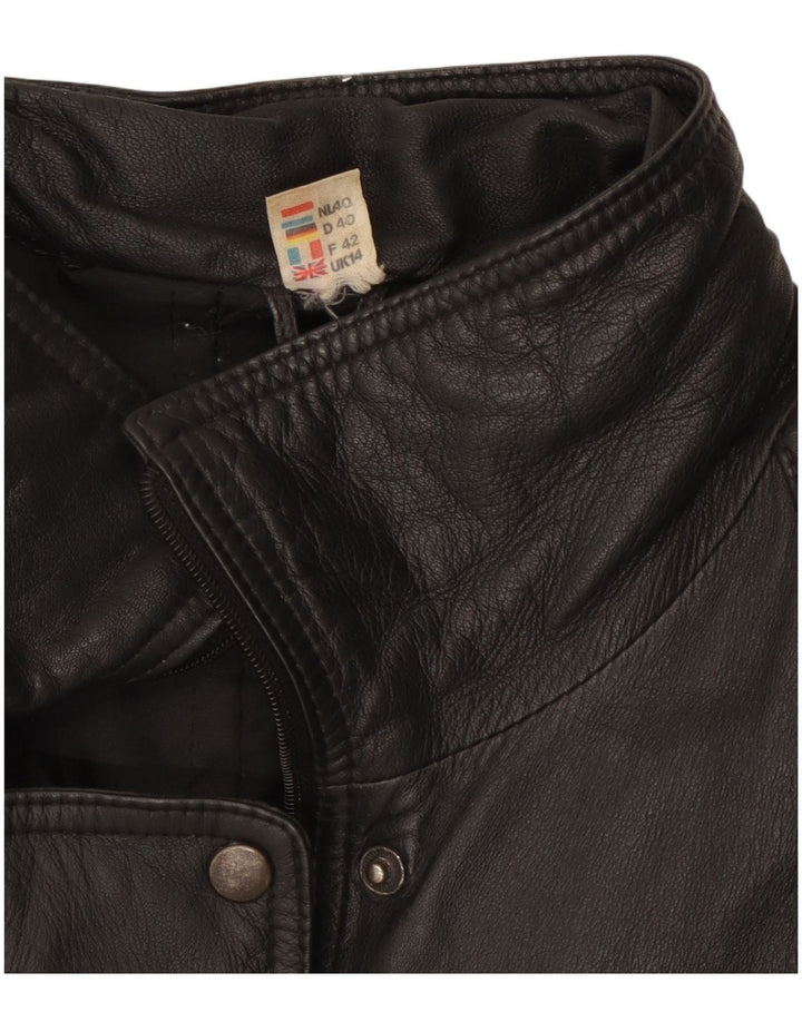 Vintage Womens Leather Jacket UK 14 Large  Black Leather