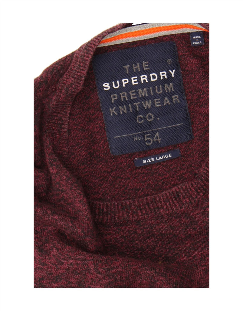 SUPERDRY Mens Boat Neck Jumper Sweater Large Burgundy Cotton Vintage Superdry and Second-Hand Superdry from Messina Hembry 