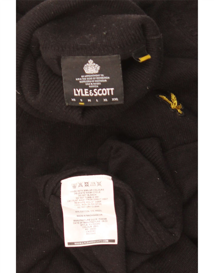 LYLE & SCOTT Mens Roll Neck Jumper Sweater Small Black Cotton