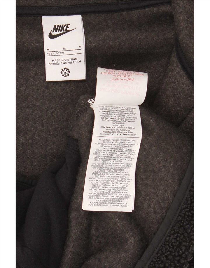 Nike Boys Hooded Fleece Jacket 10-11 Years Medium Black Polyester