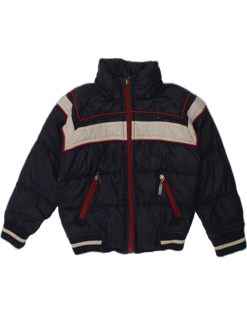 TOMMY HILFIGER Boys Graphic Padded Jacket 2-3 Years Navy Blue Nylon | Vintage Tommy Hilfiger | Thrift | Second-Hand Tommy Hilfiger | Used Clothing | Messina Hembry 