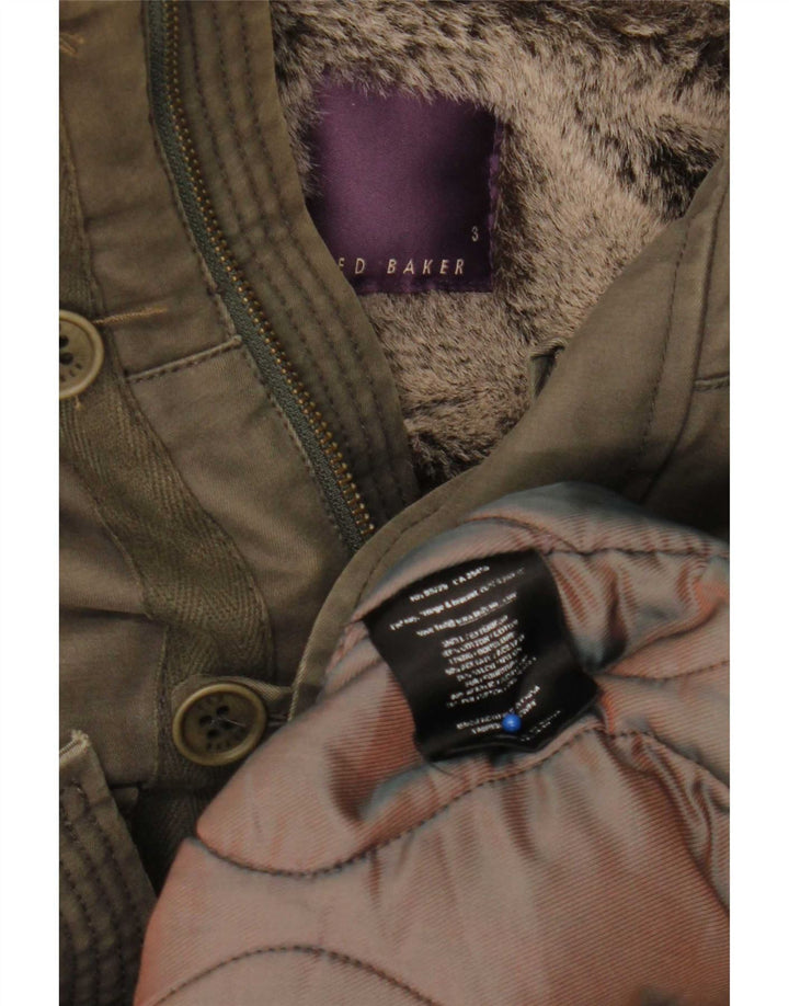 Ted Baker Mens Hooded Parka Jacket Size 3 Medium Green Cotton