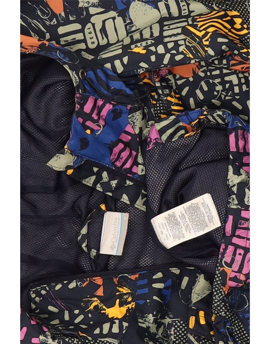 Columbia Womens Abstract Pattern Rain Jacket UK 10 Small Multicoloured