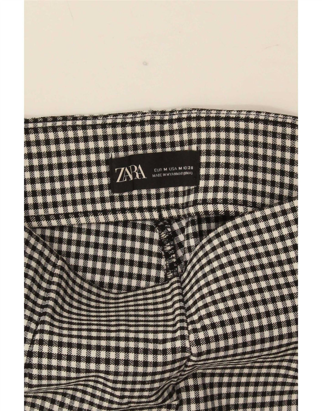 Zara Womens Leggings UK 12 Medium Black Gingham