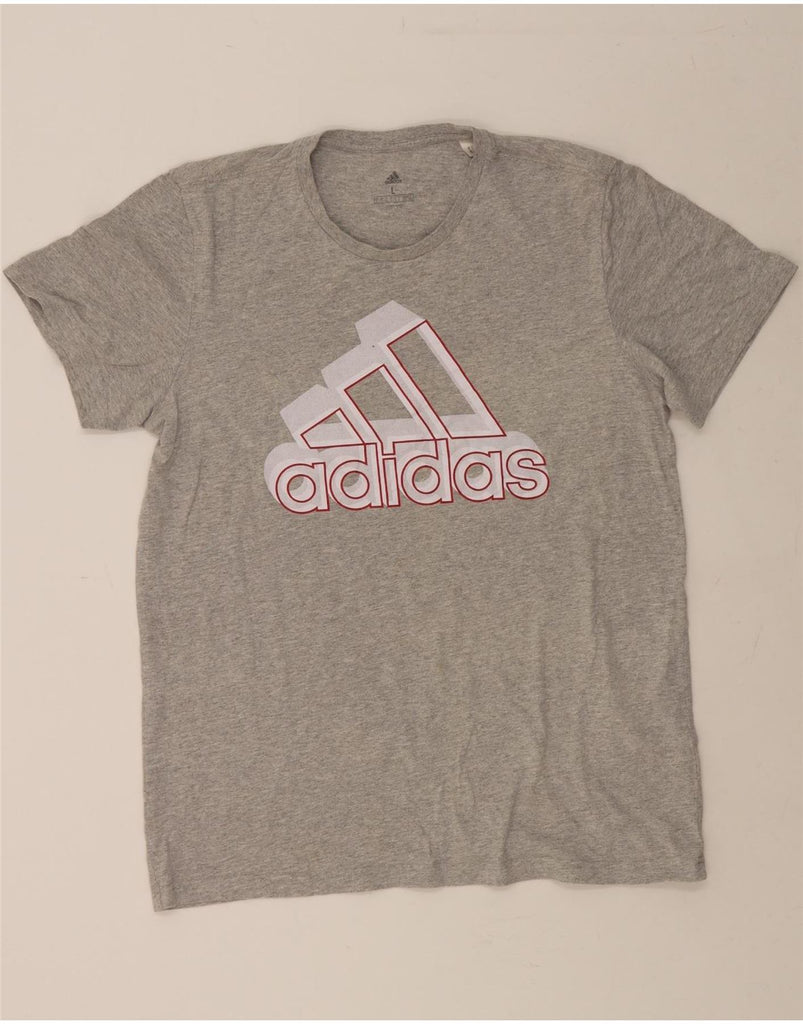 ADIDAS Mens Graphic T-Shirt Top Large Grey Cotton Vintage Adidas and Second-Hand Adidas from Messina Hembry 