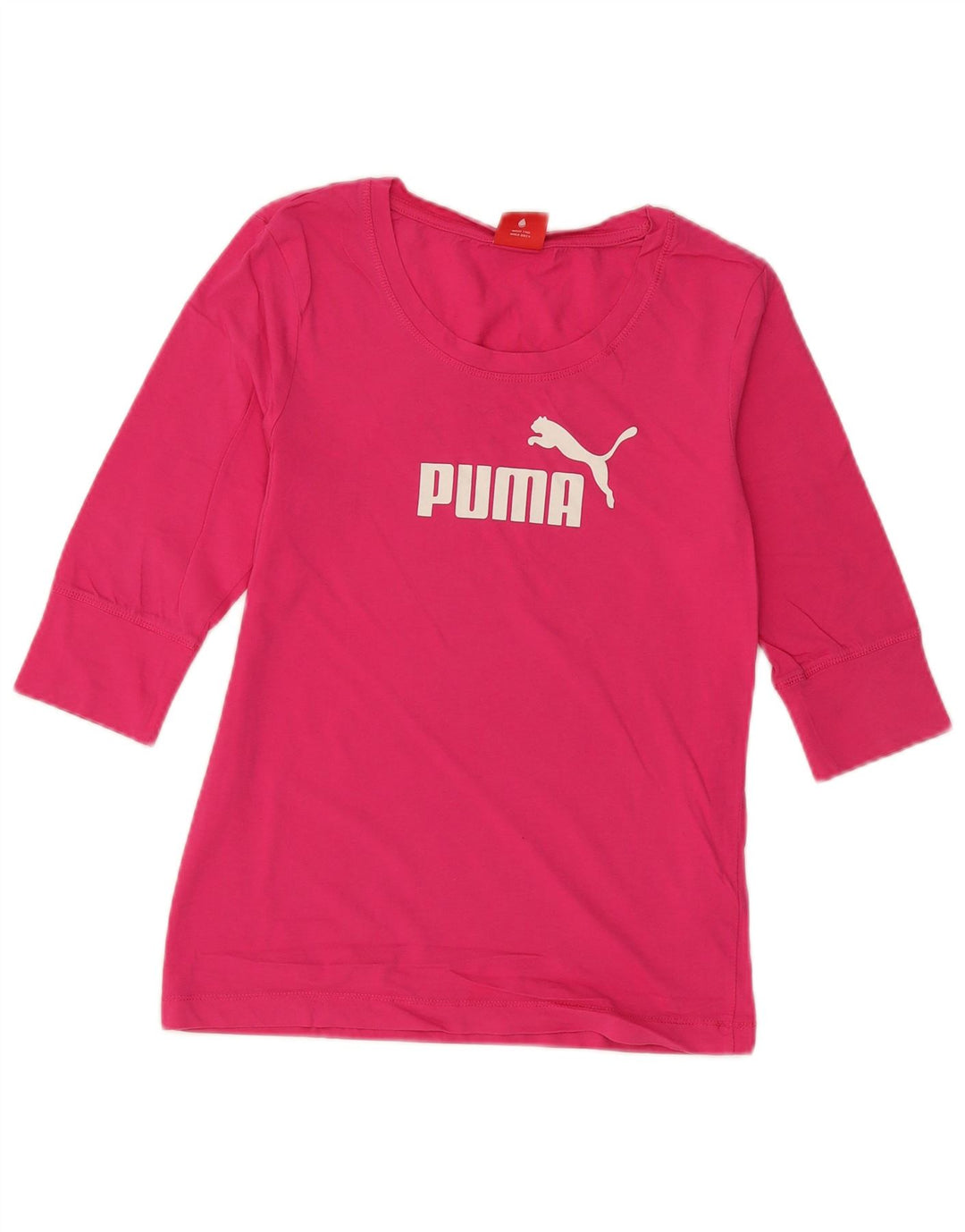 Puma Womens Graphic Top 3/4 Sleeve UK 12 Medium Pink Cotton