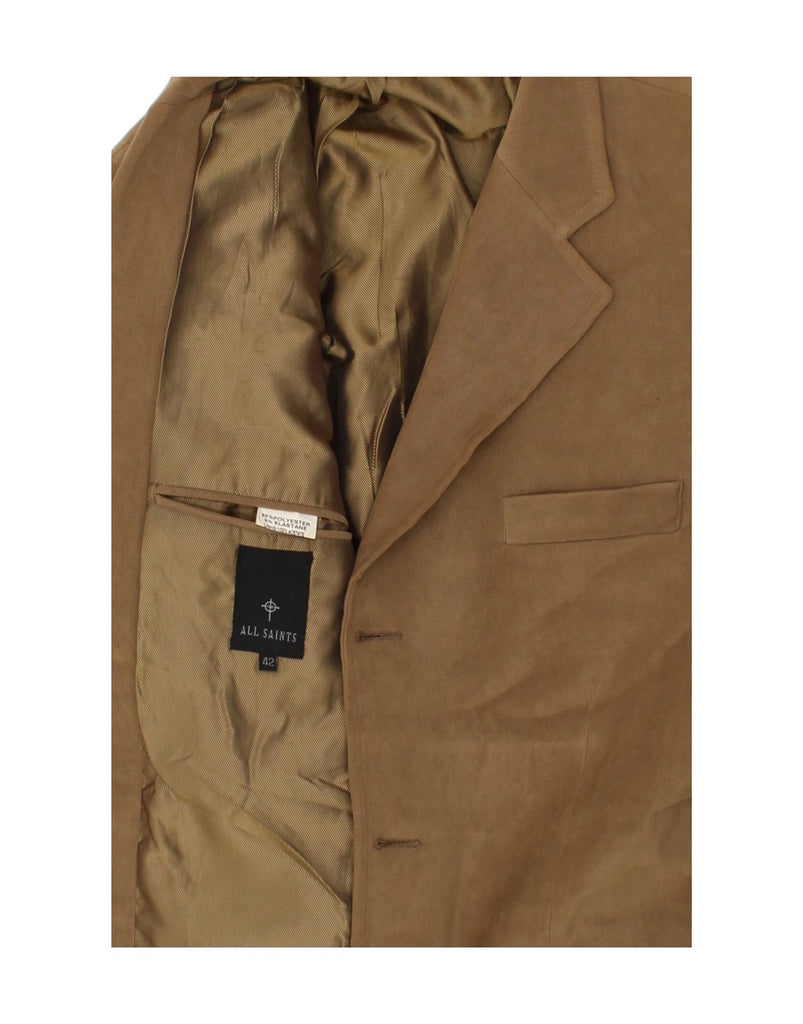 ALL SAINTS Mens 3 Button Blazer Jacket UK 42 XL Brown Polyester Vintage All Saints and Second-Hand All Saints from Messina Hembry 