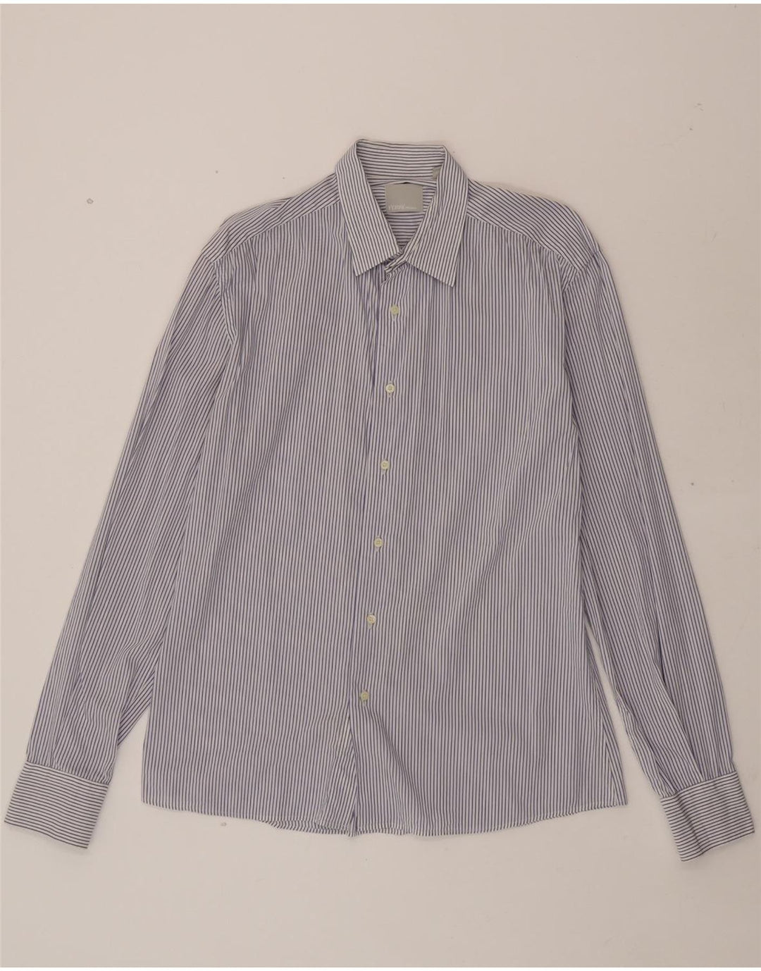 FERRE Mens Milano Shirt Size 41 Large Blue Pinstripe Vintage Ferre and Second-Hand Ferre from Messina Hembry 