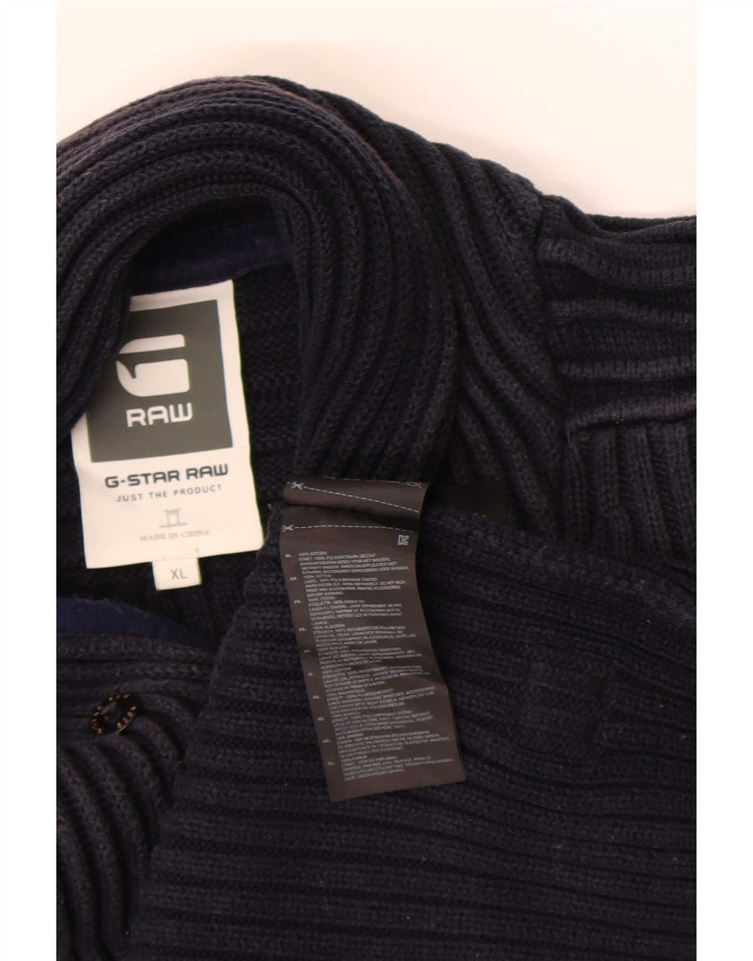G-Star Mens Button Neck Jumper Sweater XL Navy Blue Cotton