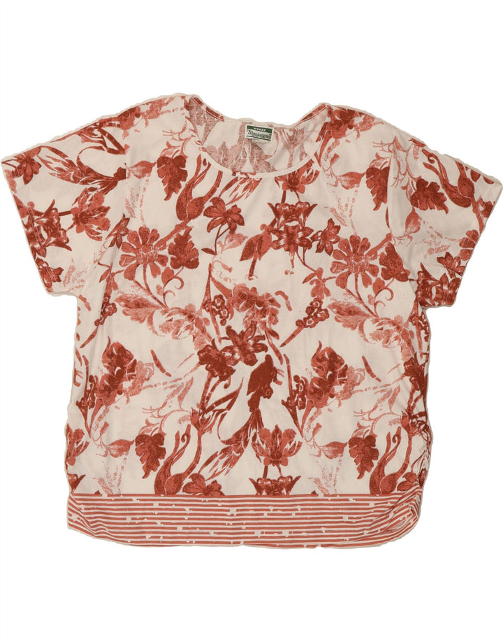 SHENANIGANS Womens Blouse Top UK 20 2XL Red Floral Cotton Vintage Shenanigans and Second-Hand Shenanigans from Messina Hembry 