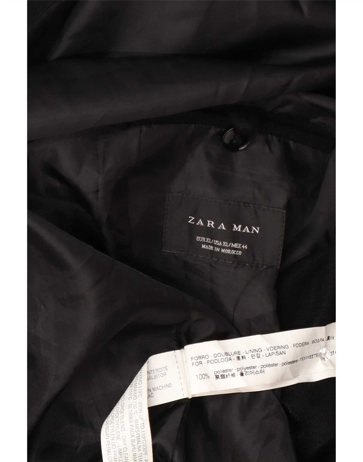 Zara Mens 2 Button Blazer Jacket UK 42 XL Black Polyester