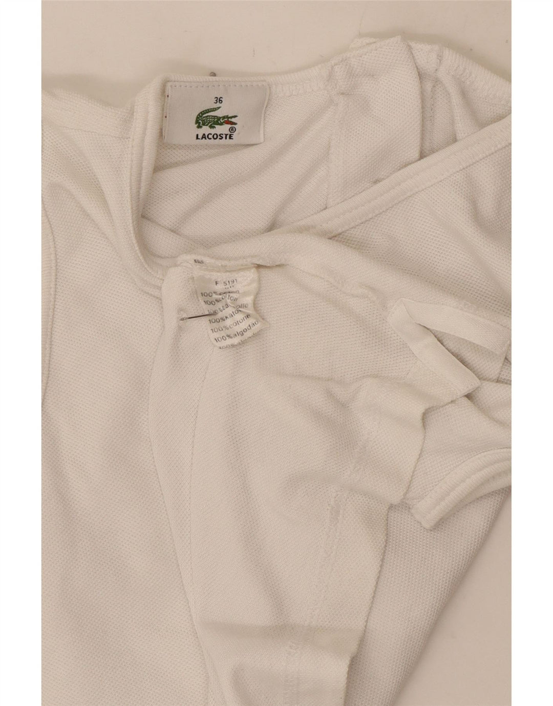 Lacoste Womens Crop Vest Top Size 36 Small White Cotton