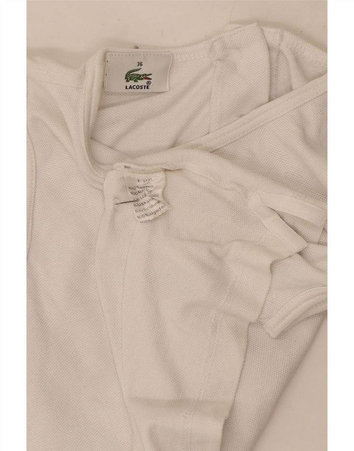 Lacoste Womens Crop Vest Top Size 36 Small White Cotton
