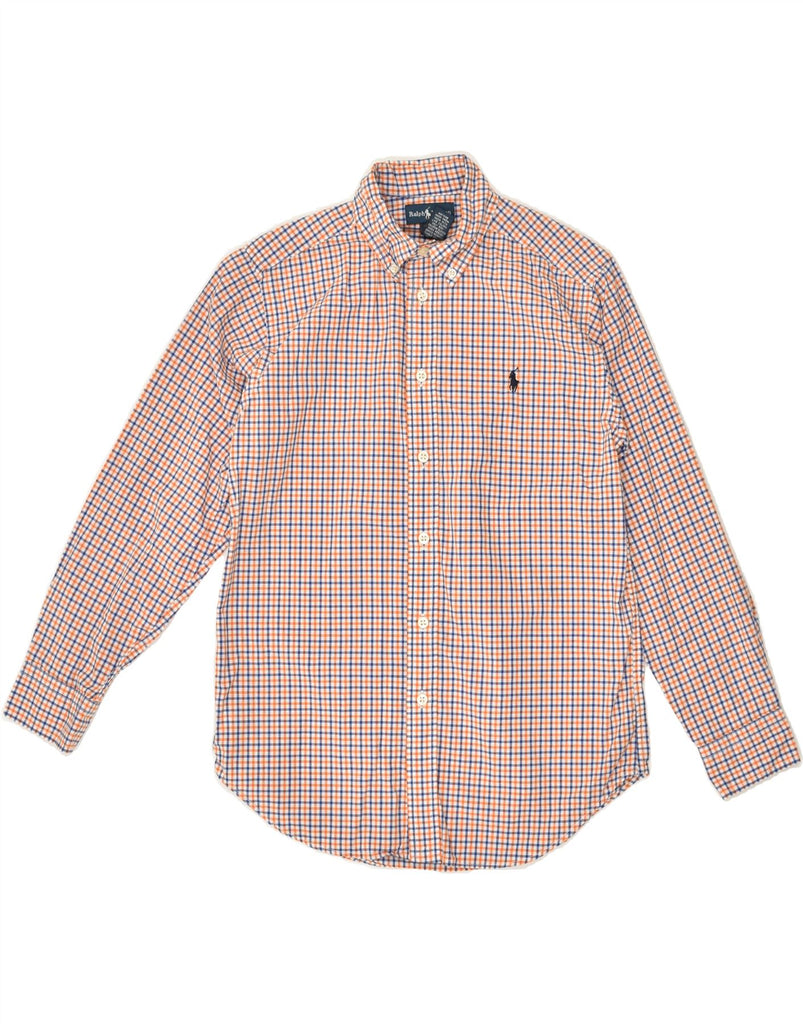 RALPH LAUREN Boys Shirt 10-11 Years Medium  Orange Check Cotton | Vintage Ralph Lauren | Thrift | Second-Hand Ralph Lauren | Used Clothing | Messina Hembry 