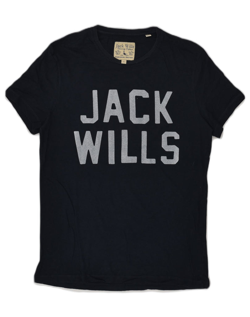 JACK WILLS Mens Graphic T-Shirt Top Small Navy Blue Cotton | Vintage Jack Wills | Thrift | Second-Hand Jack Wills | Used Clothing | Messina Hembry 