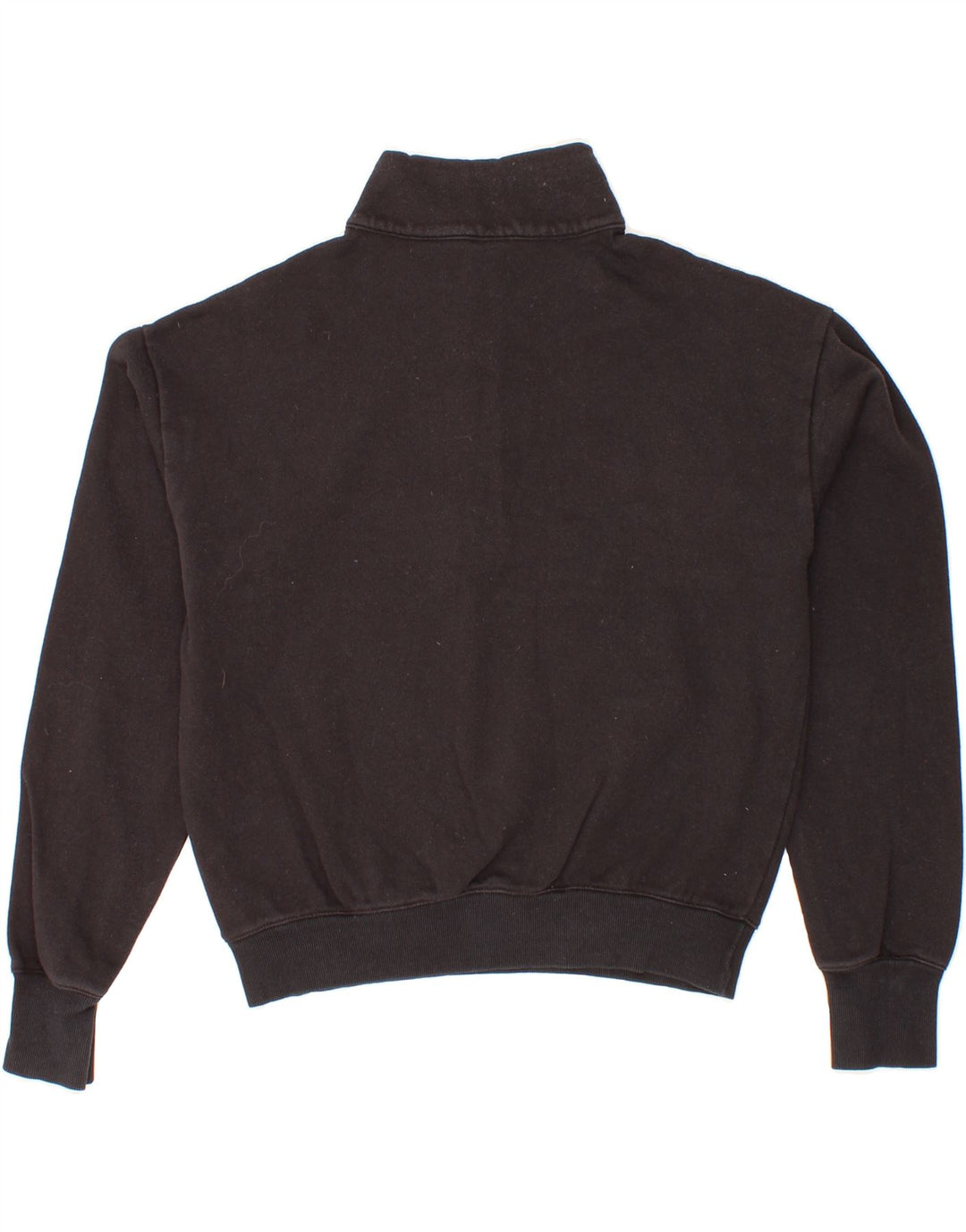 CHAMPION Womens Crop Graphic Zip Neck Sweatshirt Jumper UK 14 Medium Black Vintage Champion and Second-Hand Champion from Messina Hembry 