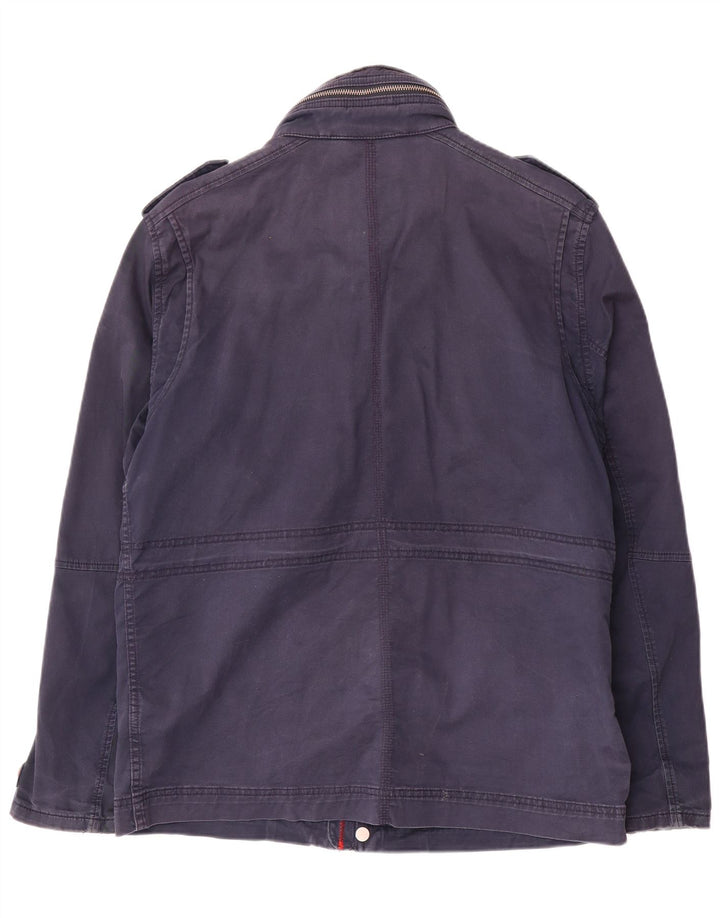 Timberland Mens Military Jacket UK 38 Medium Navy Blue Cotton