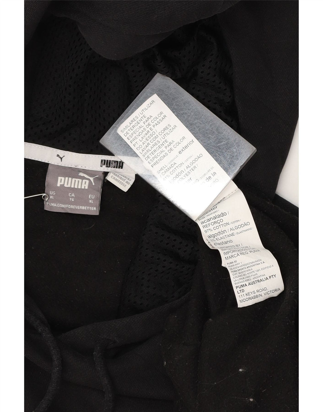 PUMA Mens Hoodie Jumper XL Black Cotton Vintage Puma and Second-Hand Puma from Messina Hembry 
