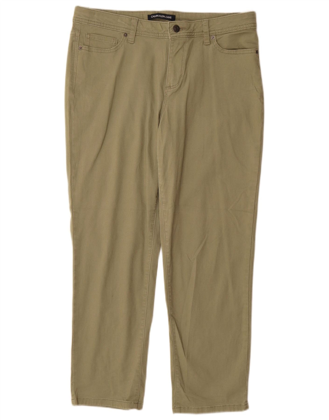 CALVIN KLEIN Womens Tapered Casual Trousers US 10 Large W30 L27 Green