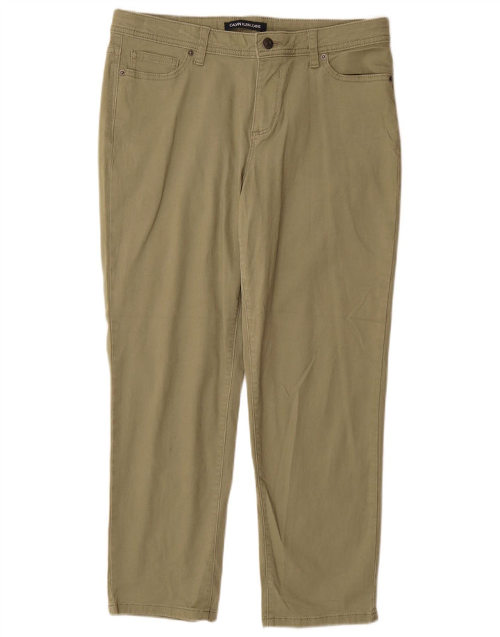 CALVIN KLEIN Womens Tapered Casual Trousers US 10 Large W30 L27 Green