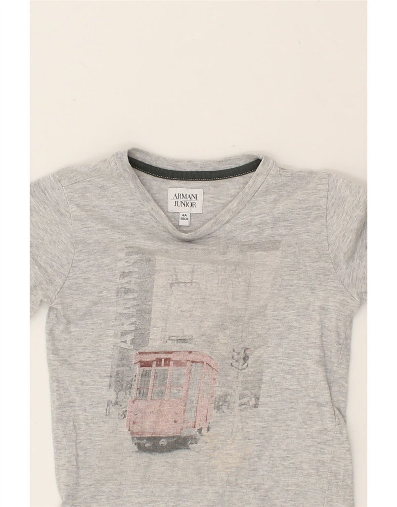 ARMANI JUNIOR Boys Graphic Top Long Sleeve 3-4 Years Grey Cotton | Vintage Armani Junior | Thrift | Second-Hand Armani Junior | Used Clothing | Messina Hembry 