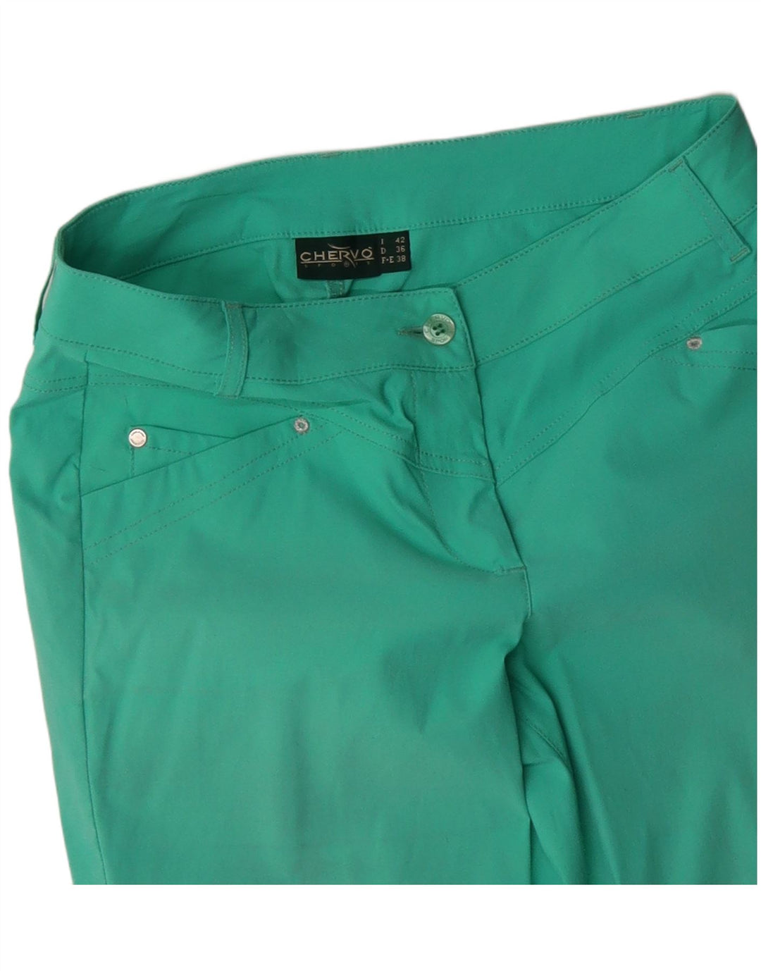 Chervo Womens Slim Casual Trousers IT 42 Medium W30 L27 Turquoise