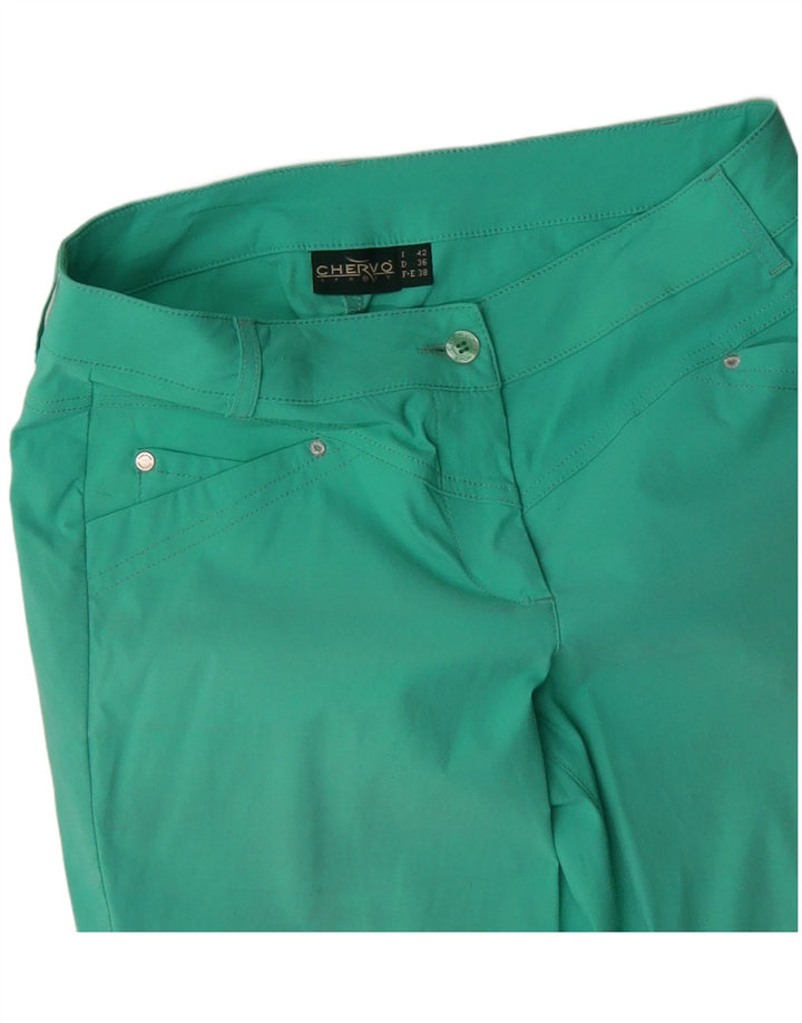 Chervo Womens Slim Casual Trousers IT 42 Medium W30 L27 Turquoise
