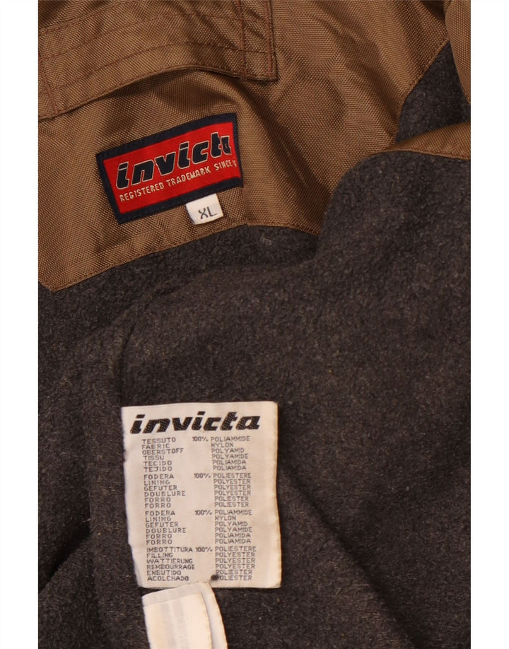 INVICTA Mens Hooded Windbreaker Jacket UK 42 XL Brown Polyamide