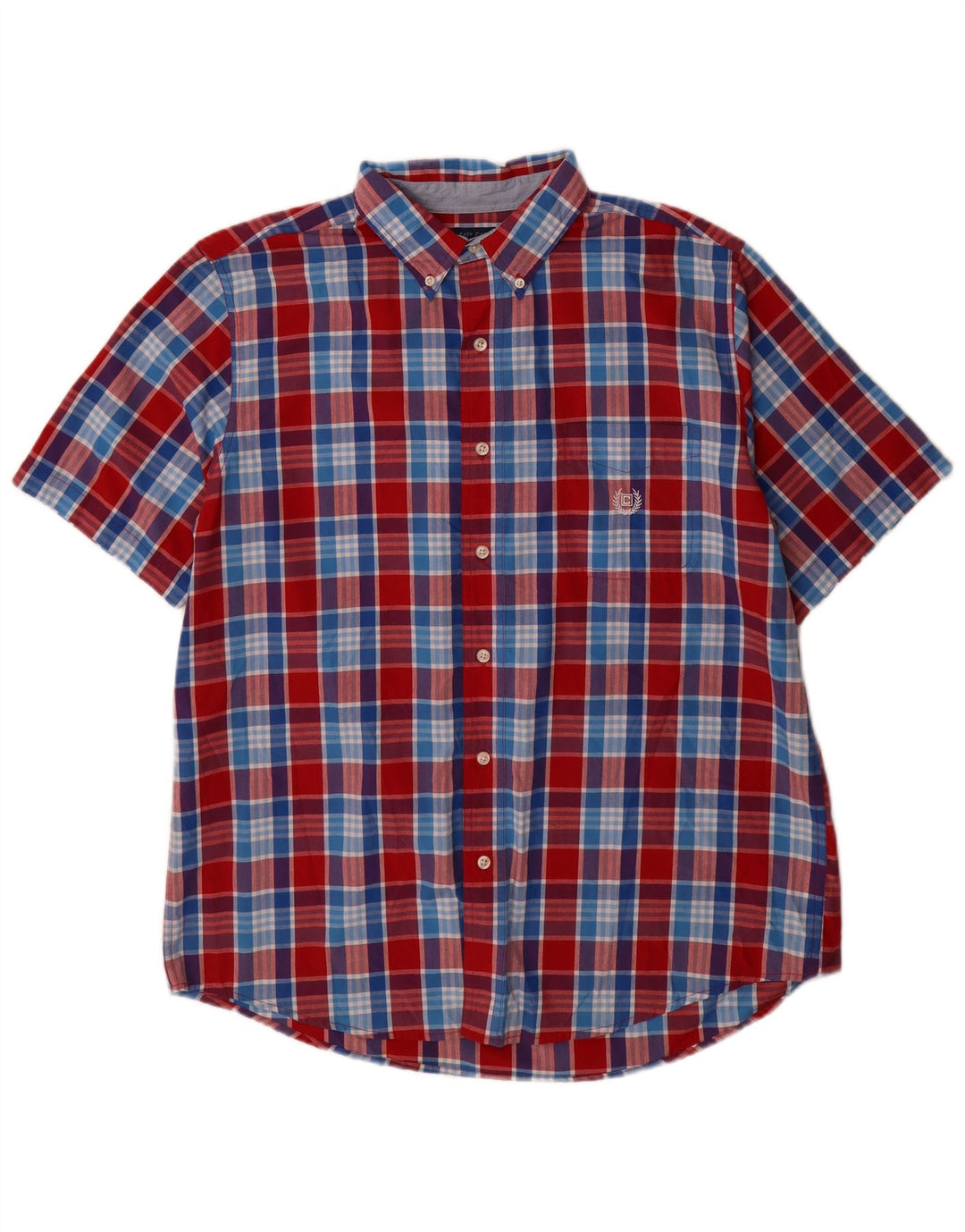 Chaps Mens Short Sleeve Shirt Large Red Check Cotton
