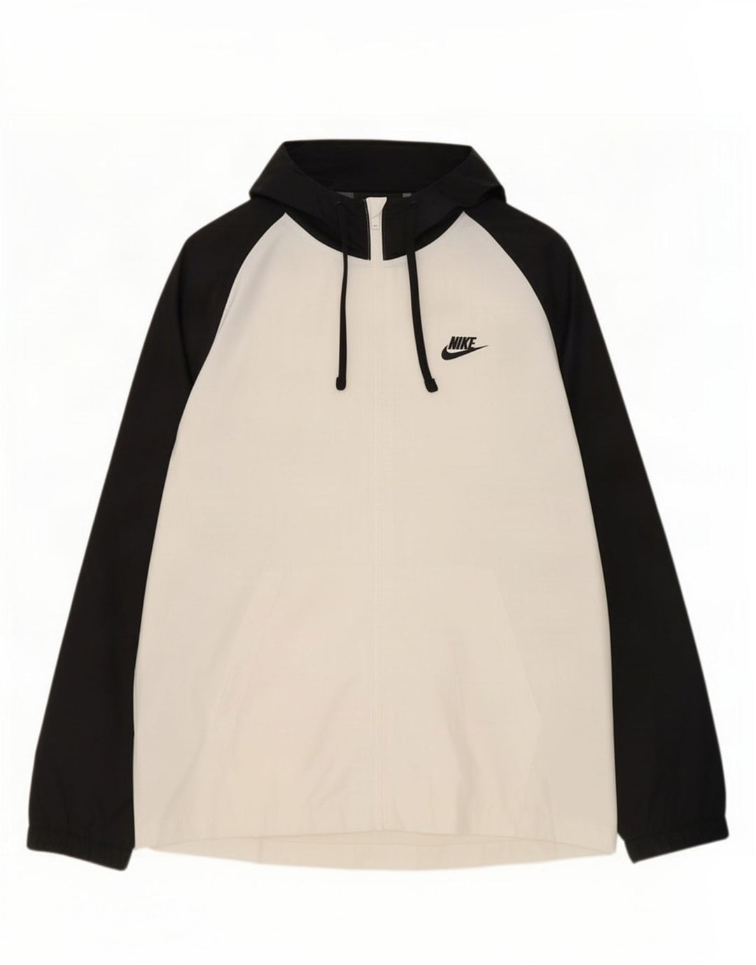 Nike Mens Hooded Tracksuit Top Jacket Large White Colourblock Polyester