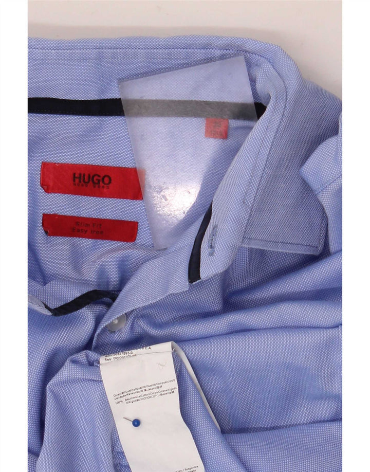 Hugo Boss Mens Slim Fit Shirt Size 39 15 1/2 Medium Blue Cotton