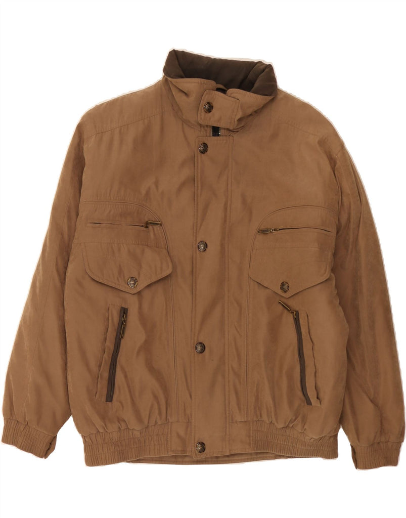 VINTAGE Mens Utility Jacket UK 42 XL Brown Polyester Vintage Vintage and Second-Hand Vintage from Messina Hembry 