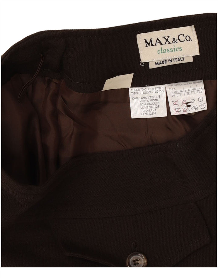 Max & Co. Womens Mini Skirt UK 8 Small W26 Brown Virgin Wool