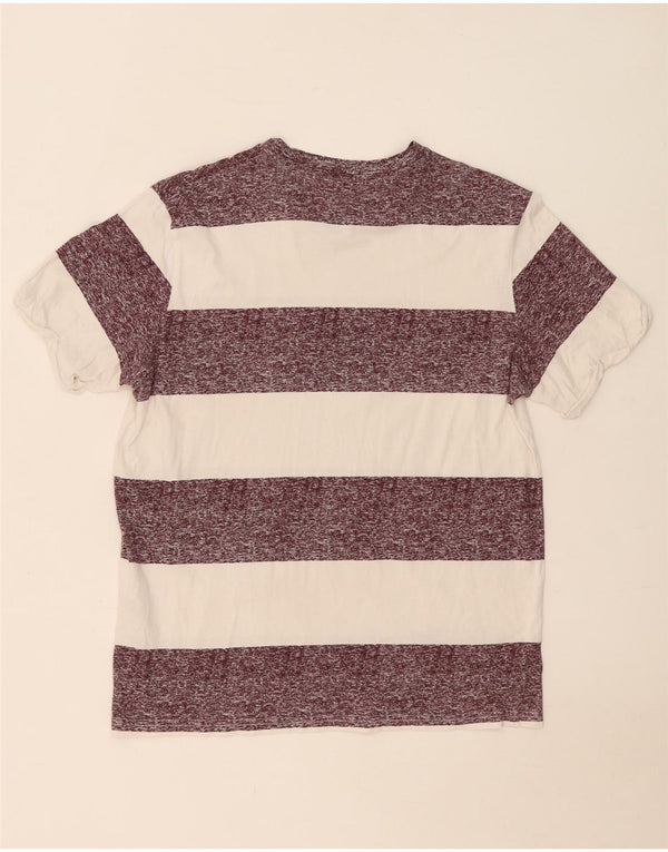 Jack & Jones Mens T-Shirt Top Medium White Striped Cotton