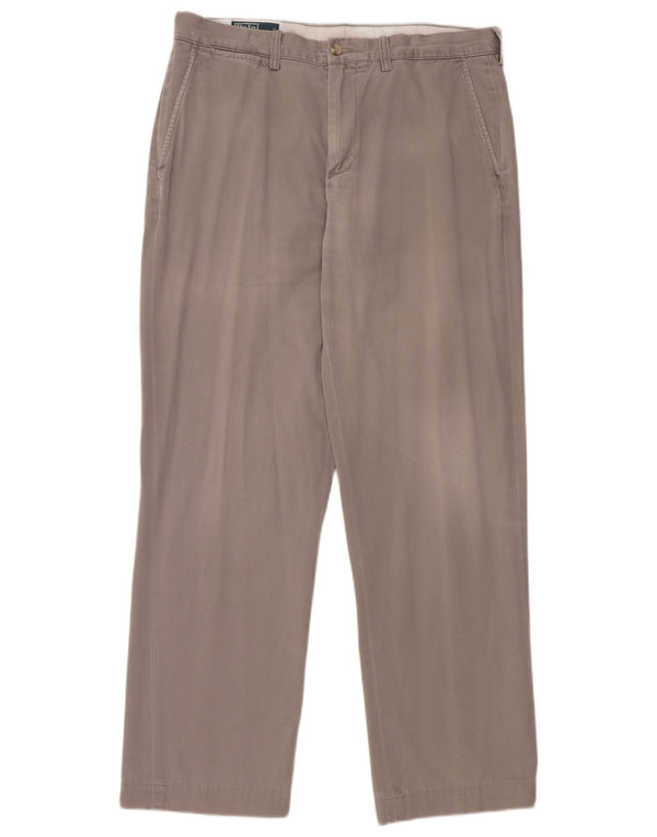 Polo Ralph Lauren Mens Straight Chino Trousers W34 L30 Grey Cotton