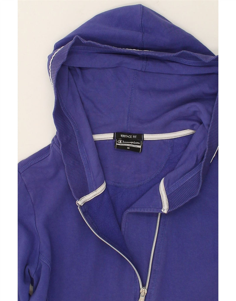 CHAMPION Womens Heritage Fit Zip Hoodie Sweater UK 14 Medium Blue Cotton | Vintage Champion | Thrift | Second-Hand Champion | Used Clothing | Messina Hembry 