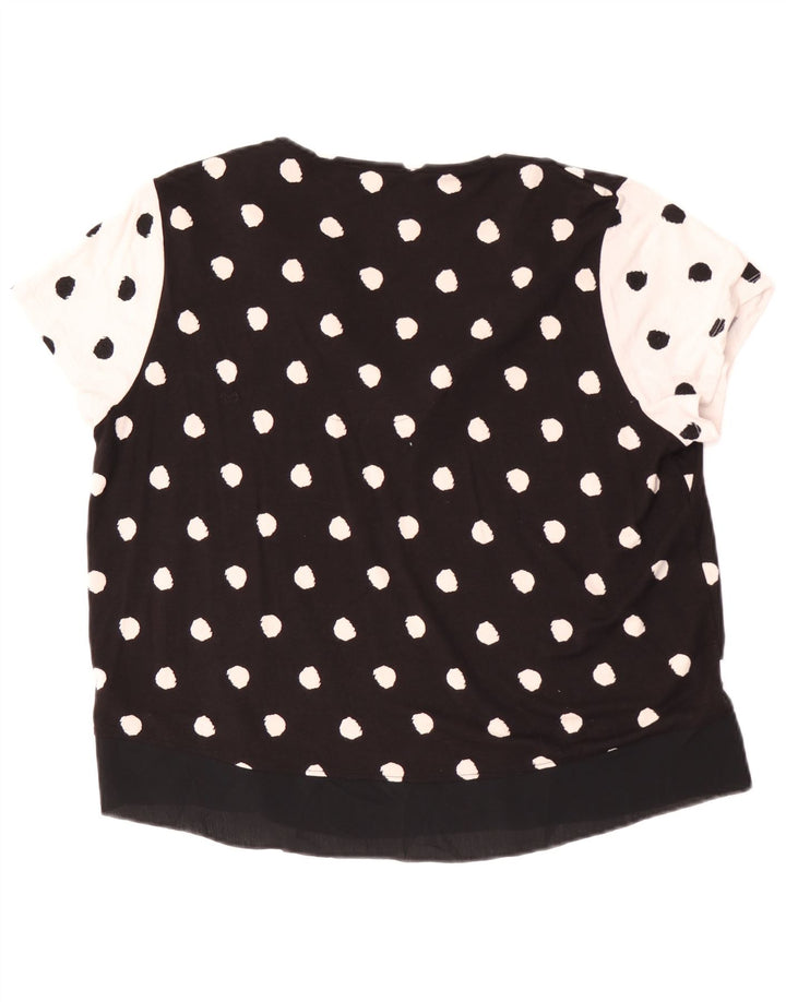 Marks & Spencer Womens Blouse Top UK 16 Large Black Polka Dot Viscose