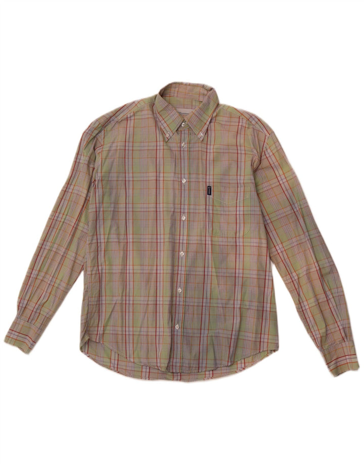 SERGIO TACCHINI Mens Shirt Large Green Check Cotton