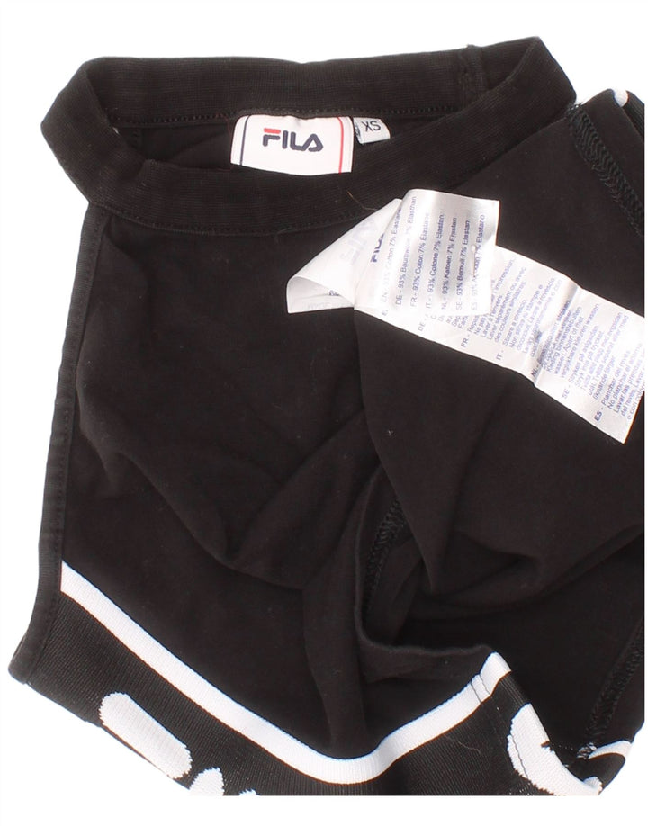 Fila Womens Graphic Crop Top XS Black Cotton