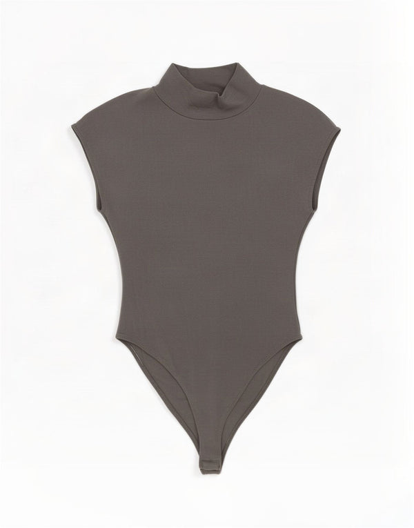 Zara Womens Sleeveless Bodysuit UK 12 Medium Grey Cotton