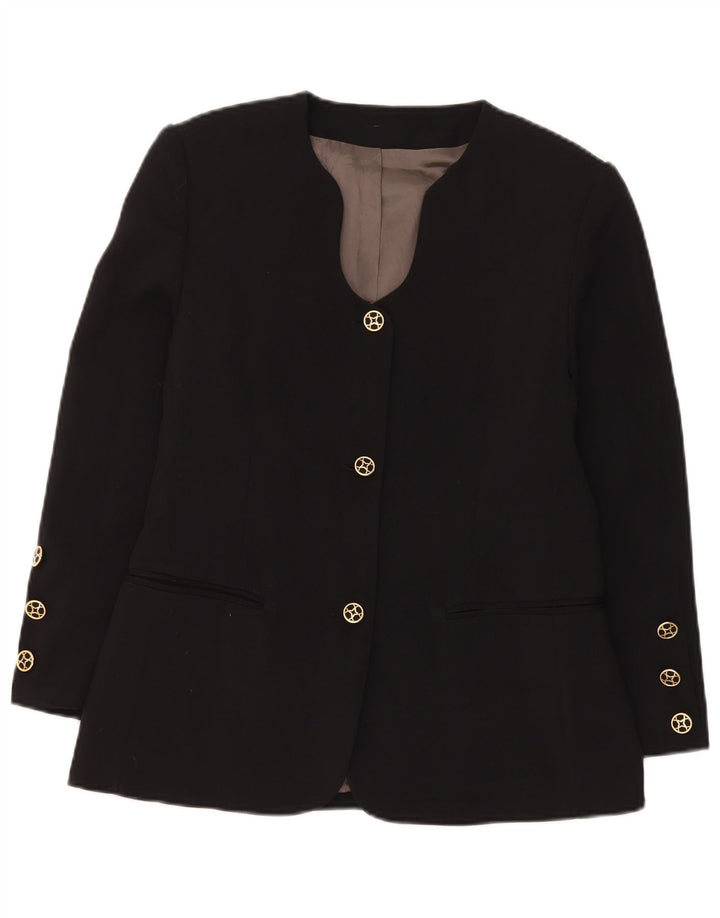 Vintage Womens 3 Button Blazer Jacket IT 44 Medium Black