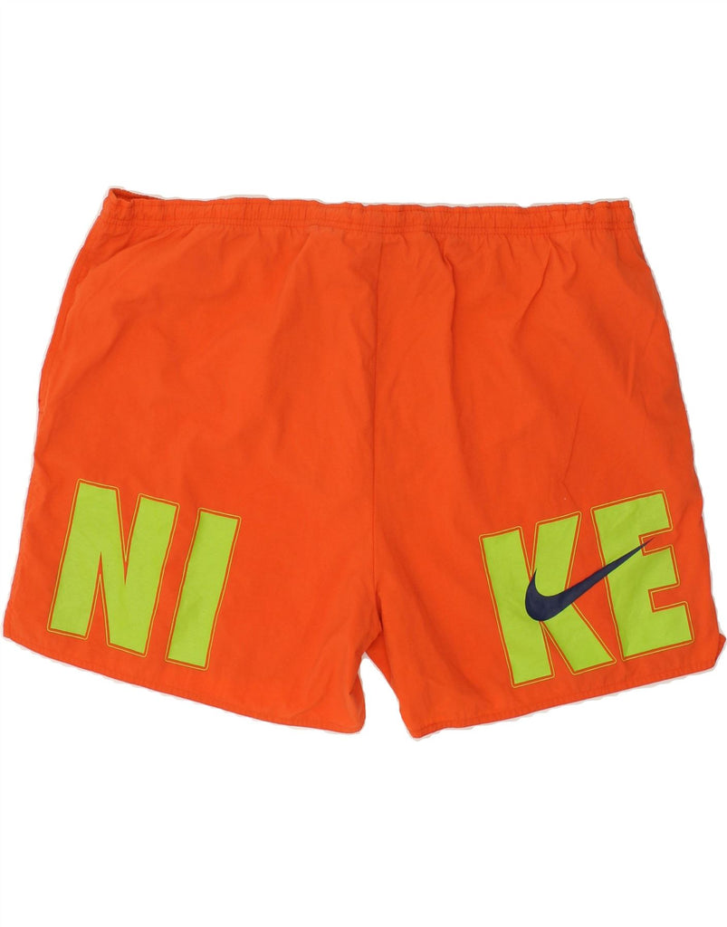 NIKE Mens Graphic Sport Shorts  2XL Orange Nylon | Vintage Nike | Thrift | Second-Hand Nike | Used Clothing | Messina Hembry 