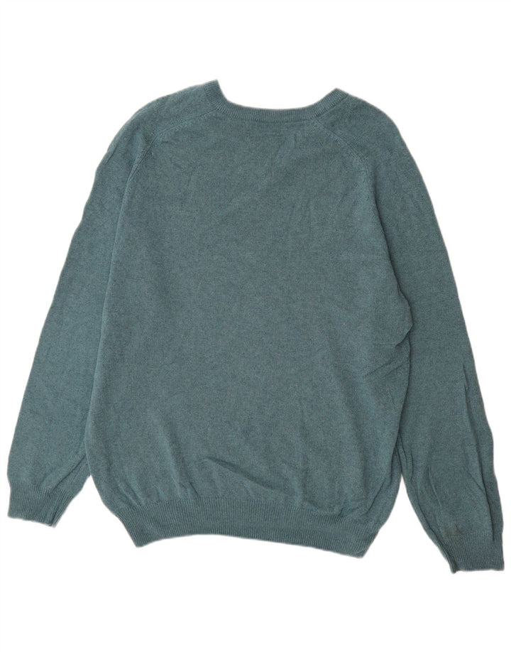 Marks & Spencer Mens Blue Harbour V-Neck Jumper Sweater Large Green
