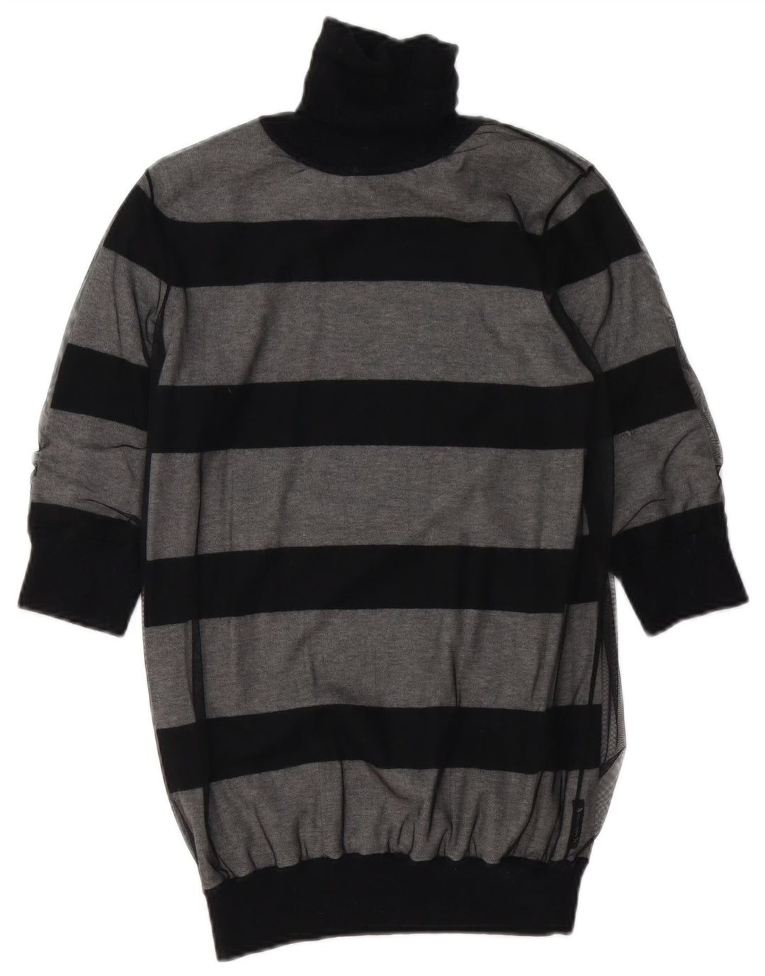 Armani Jeans Womens Roll Neck Jumper Sweater UK 12 Medium Grey Striped