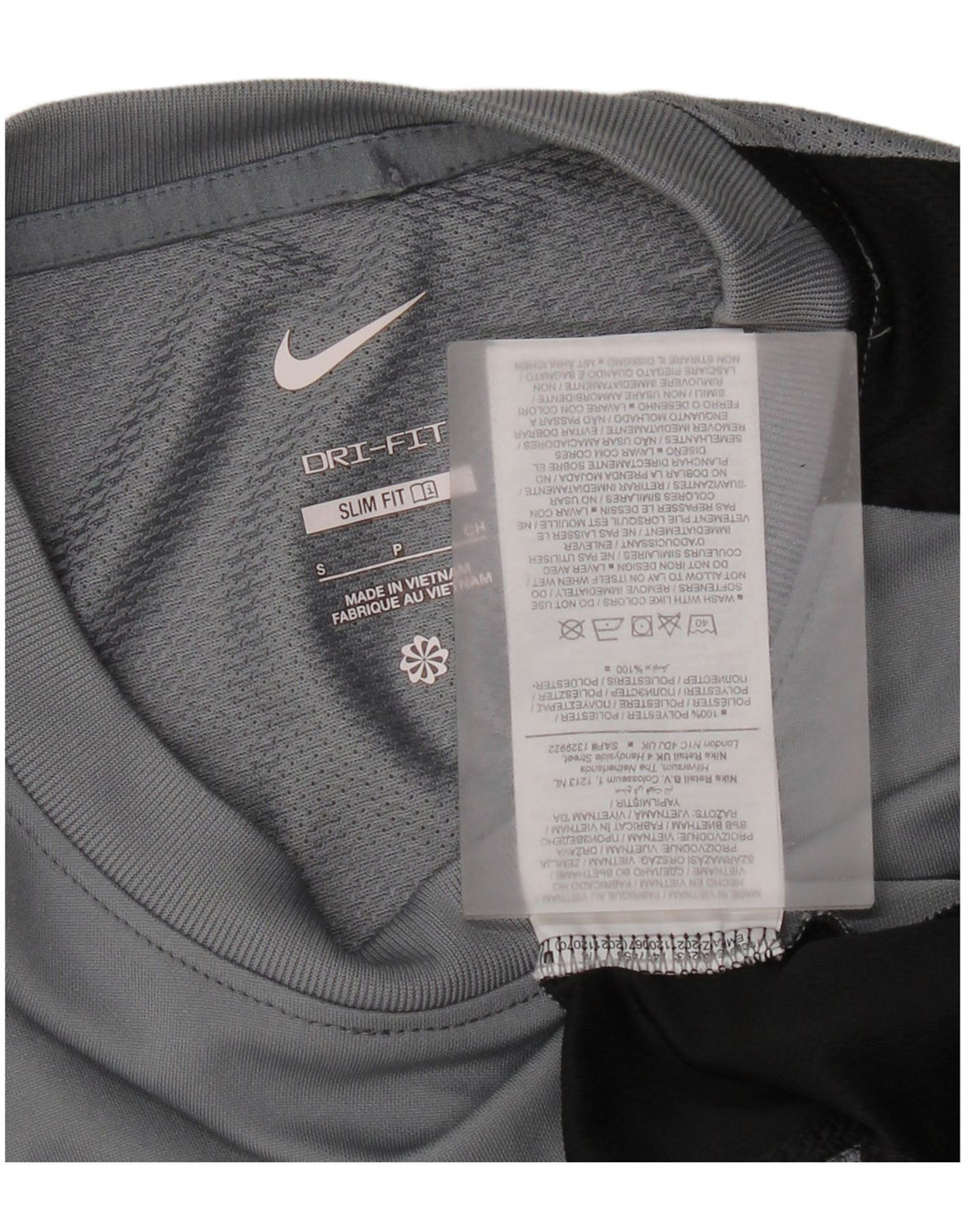 Nike Mens Dri Fit Slim Fit T-Shirt Top Small Grey Colourblock Polyester