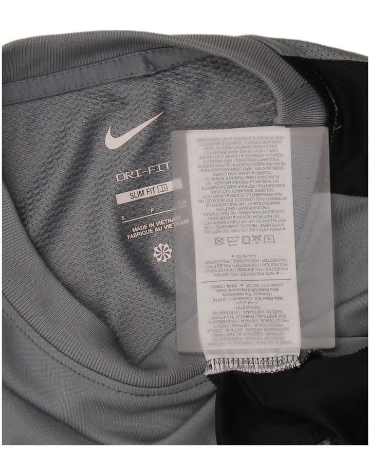 Nike Mens Dri Fit Slim Fit T-Shirt Top Small Grey Colourblock Polyester