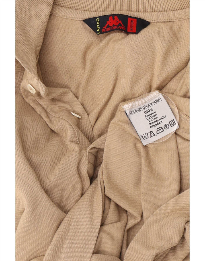 Kappa Mens Long Sleeve Polo Shirt Medium Beige Cotton
