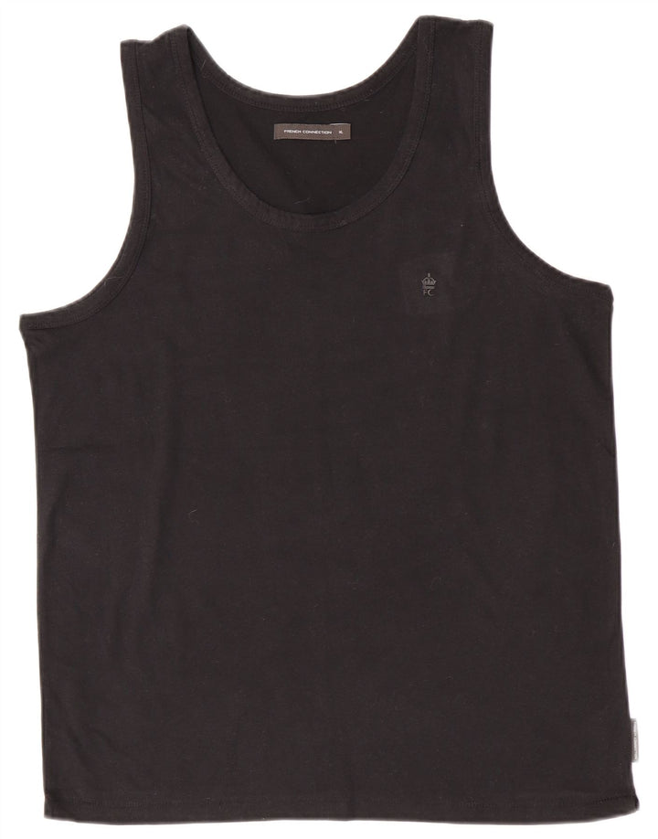 French Connection Mens Vest Top XL Black Cotton