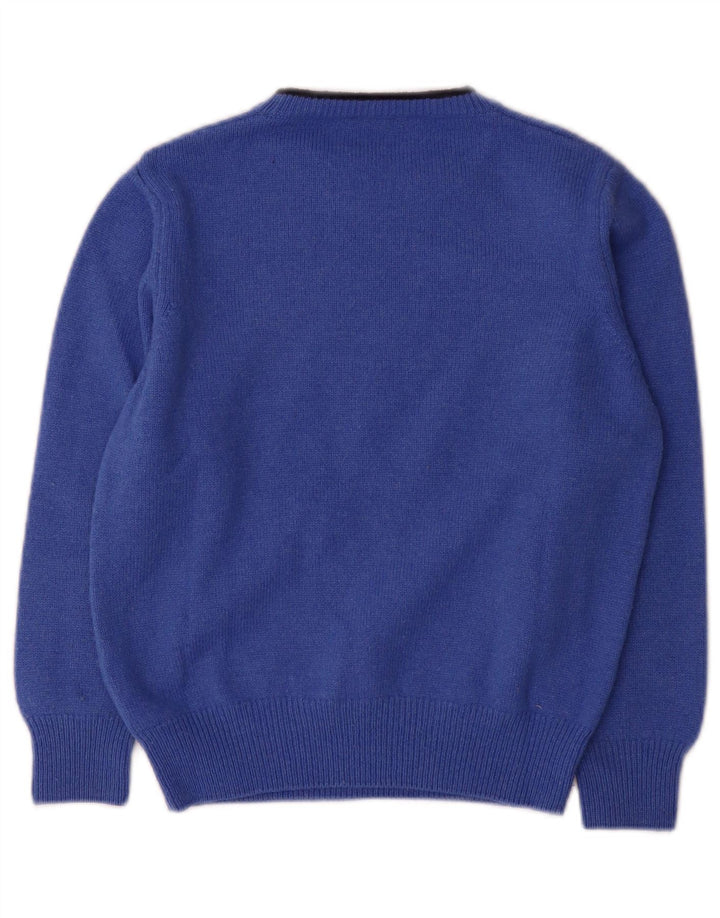 Fred Perry Boys Crew Neck Jumper Sweater 7-8 Years Blue Wool