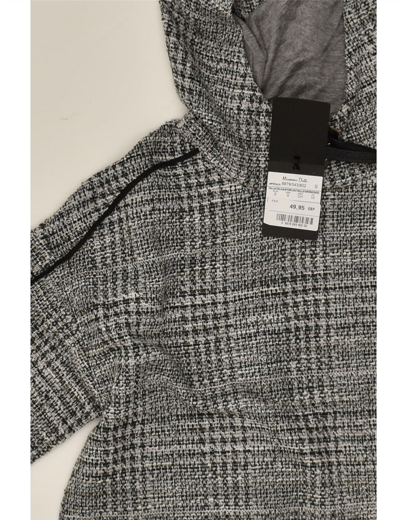 MASSIMO DUTTI Womens Hoodie Jumper UK 10 Small Grey Check Viscose | Vintage Massimo Dutti | Thrift | Second-Hand Massimo Dutti | Used Clothing | Messina Hembry 